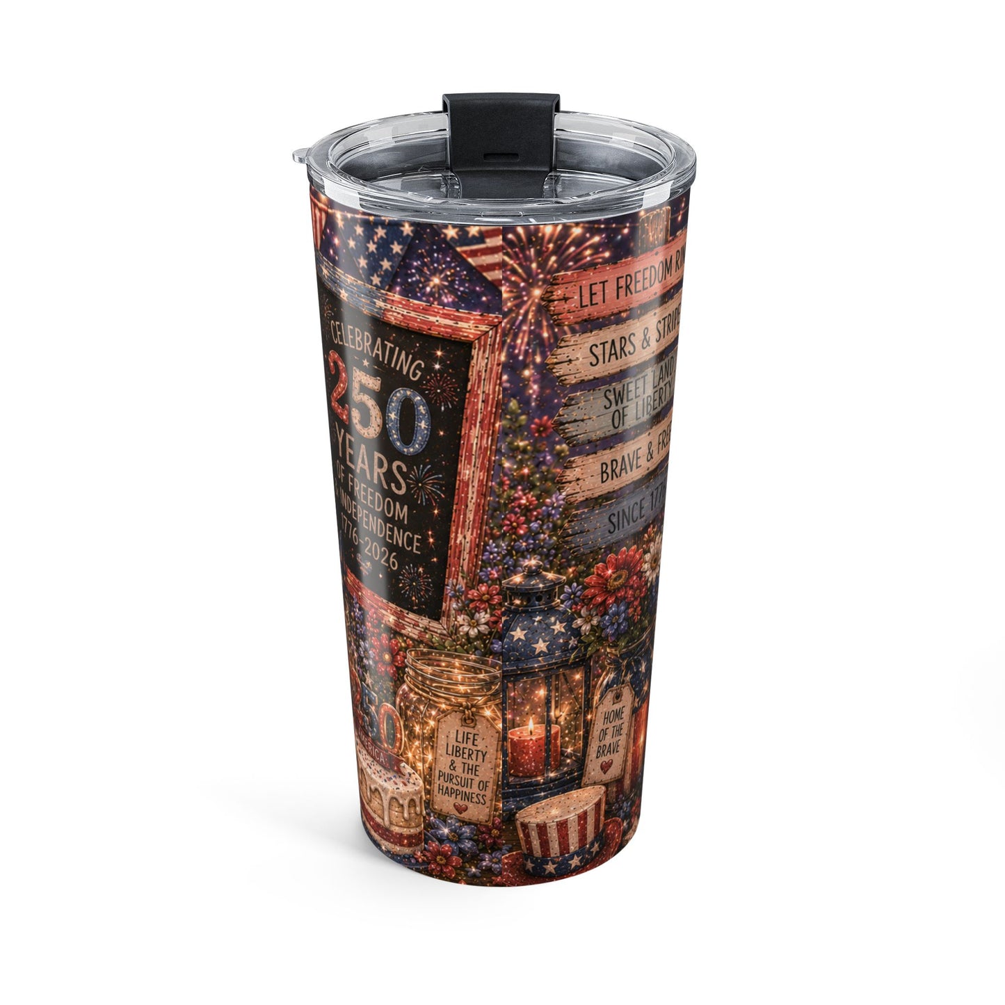 American Patriotic 20oz Tumbler — 250 Years Red White & Blue Celebration