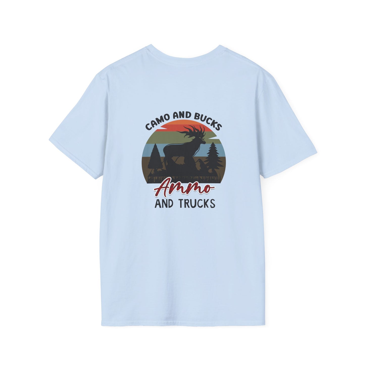 Ammo and Trucks Retro Hunting T-Shirt — Camo and Bucks Graphic Tee