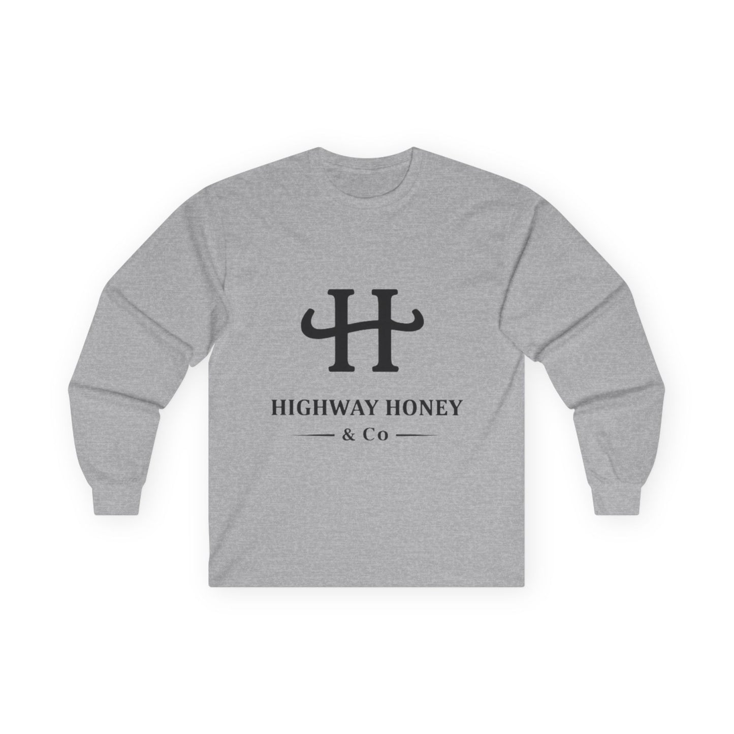 Highway Honey & Co. Logo Long Sleeve Tee — Minimalist White Cotton Shirt