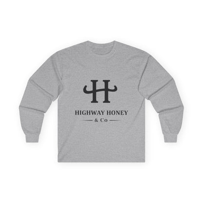 Highway Honey & Co. Logo Long Sleeve Tee — Minimalist White Cotton Shirt