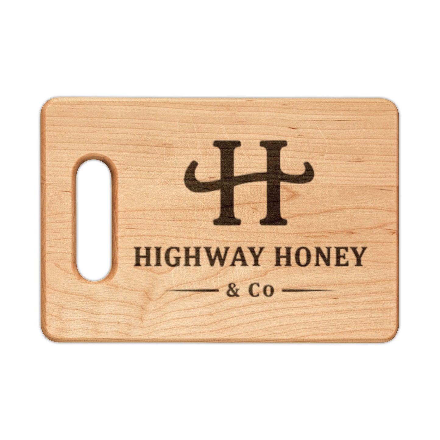 Engraved Hardwood Cutting Board — 'Highway Honey & Co.' Logo