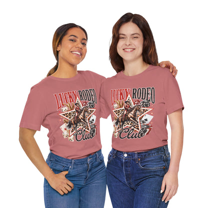 Lucky Rodeo Club Tee — Western Cowgirl Graphic T-Shirt