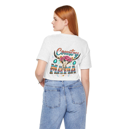 Country Mama T-Shirt — Floral Longhorn Skull Western Tee