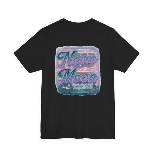 Neon Moon T‑Shirt — Retro Vaporwave Night Sky Graphic Tee