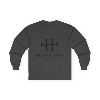 Highway Honey & Co. Logo Long Sleeve Tee — Minimalist White Cotton Shirt