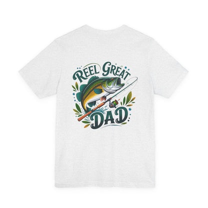 Reel Great Dad T-Shirt — Fishing Dad Tee with Fish & Rod Design