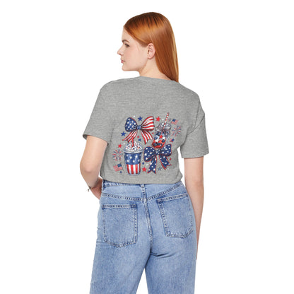 Patriotic Mason Jars Tee — USA Flag Bow Fourth of July T-Shirt