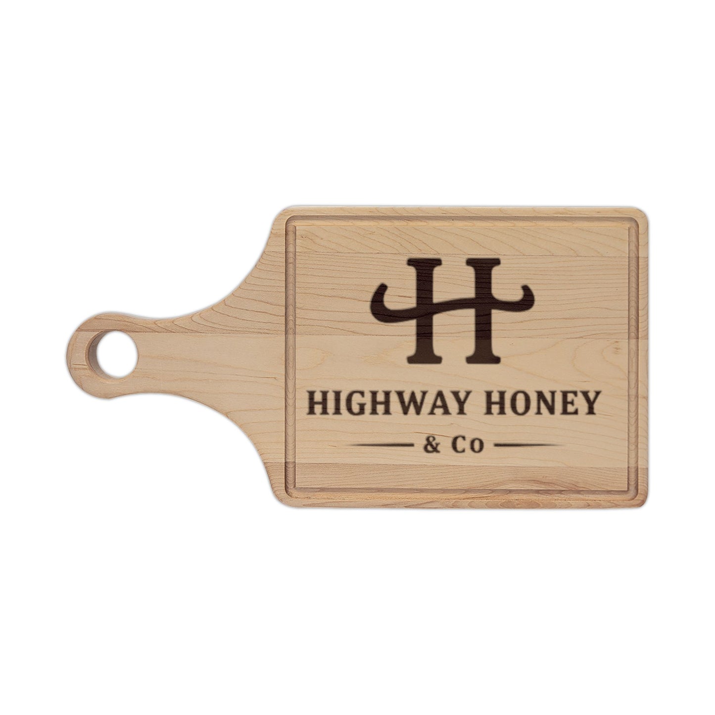 Engraved Hardwood Cutting Board — 'Highway Honey & Co.' Logo