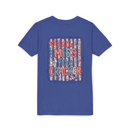 Little Miss Firecracker Youth Tee — Patriotic 4th of July Kids T-Shirt
