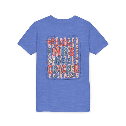 Little Miss Firecracker Youth Tee — Patriotic 4th of July Kids T-Shirt