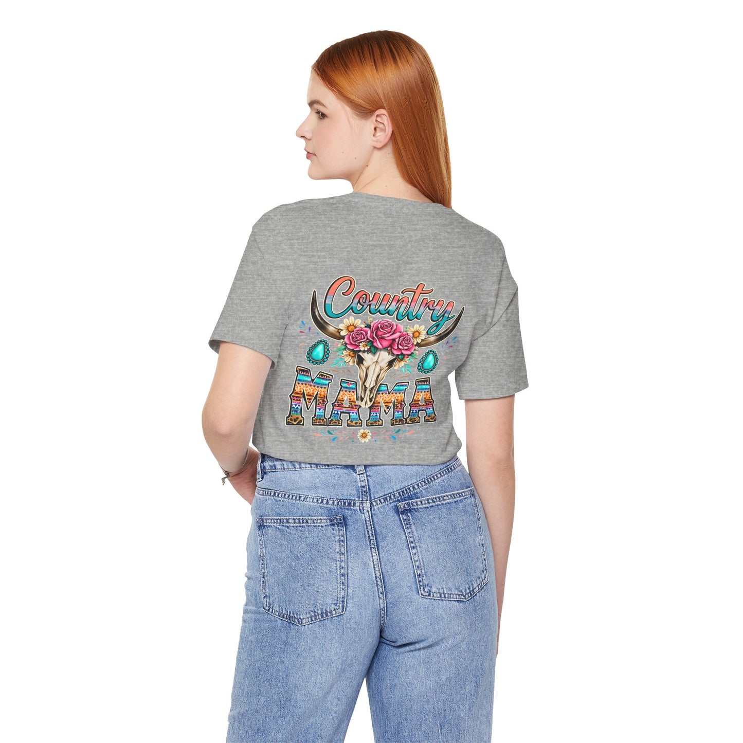 Country Mama T-Shirt — Floral Longhorn Skull Western Tee