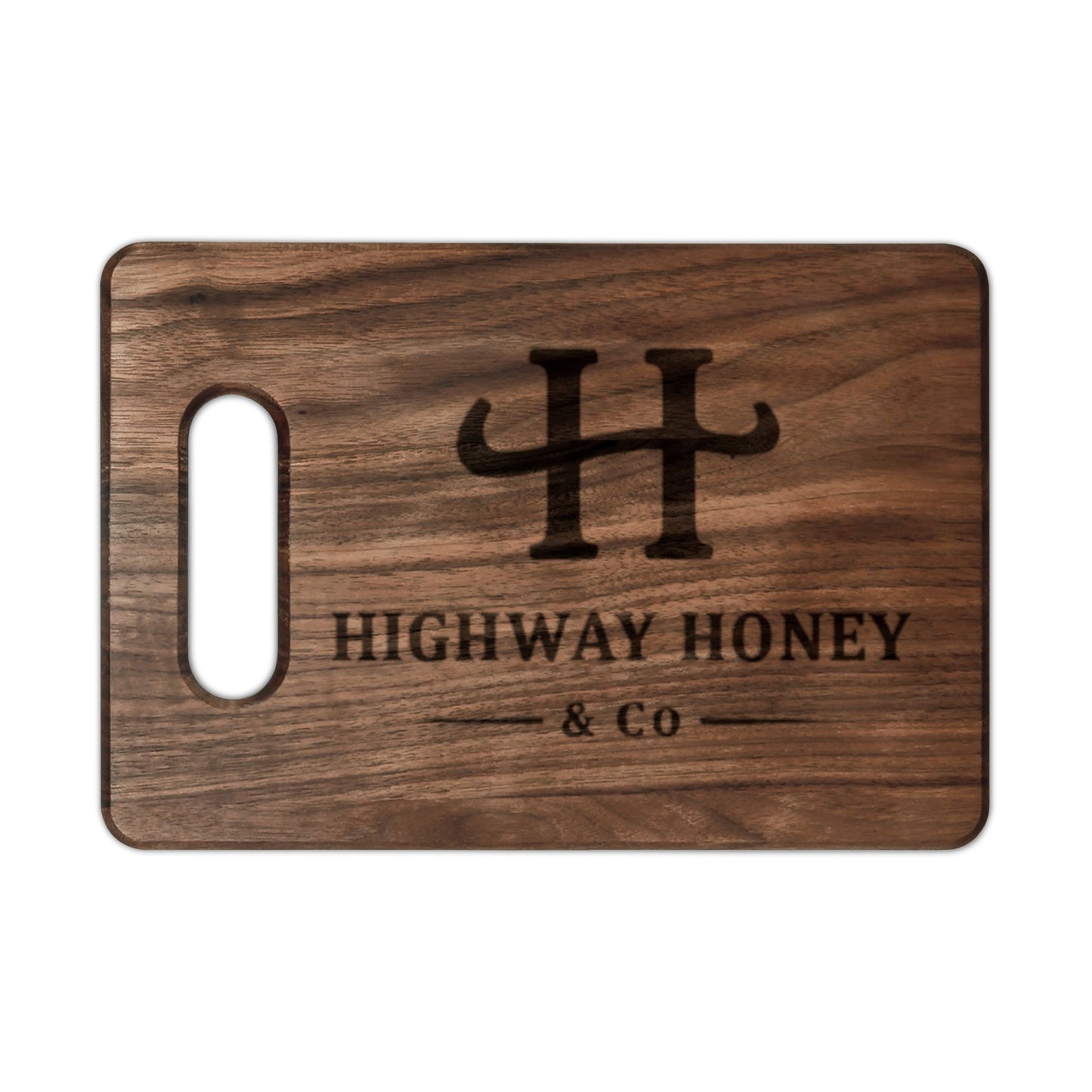 Engraved Hardwood Cutting Board — 'Highway Honey & Co.' Logo