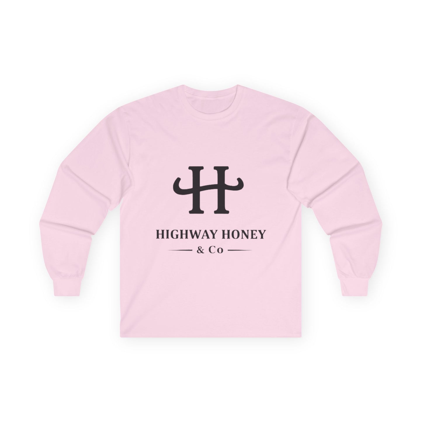 Highway Honey & Co. Logo Long Sleeve Tee — Minimalist White Cotton Shirt