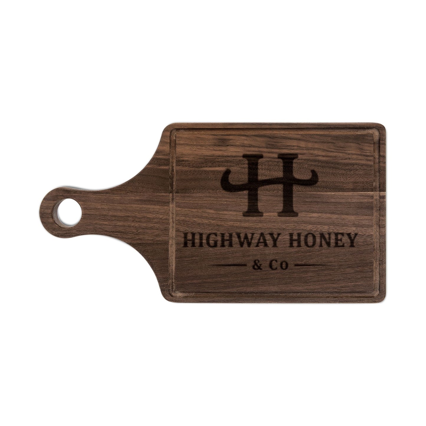 Engraved Hardwood Cutting Board — 'Highway Honey & Co.' Logo