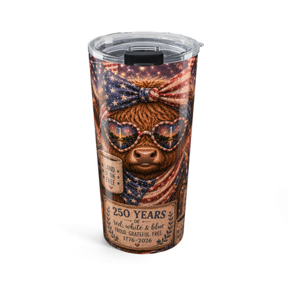 American Patriotic 20oz Tumbler — 250 Years Red White & Blue Celebration