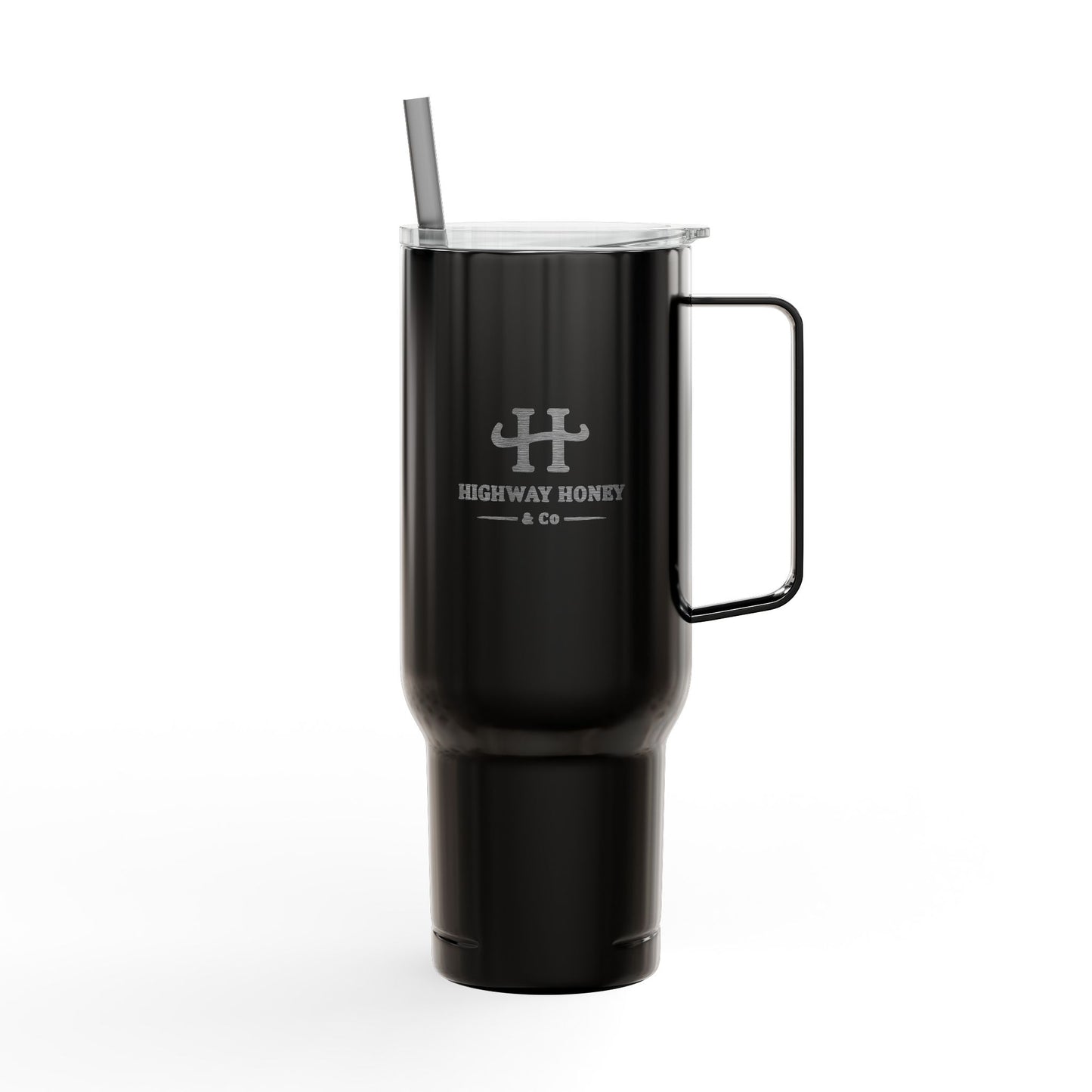 Engraved 40oz Insulated Tumbler with Handle & Lid — Custom Monogram Drinkware
