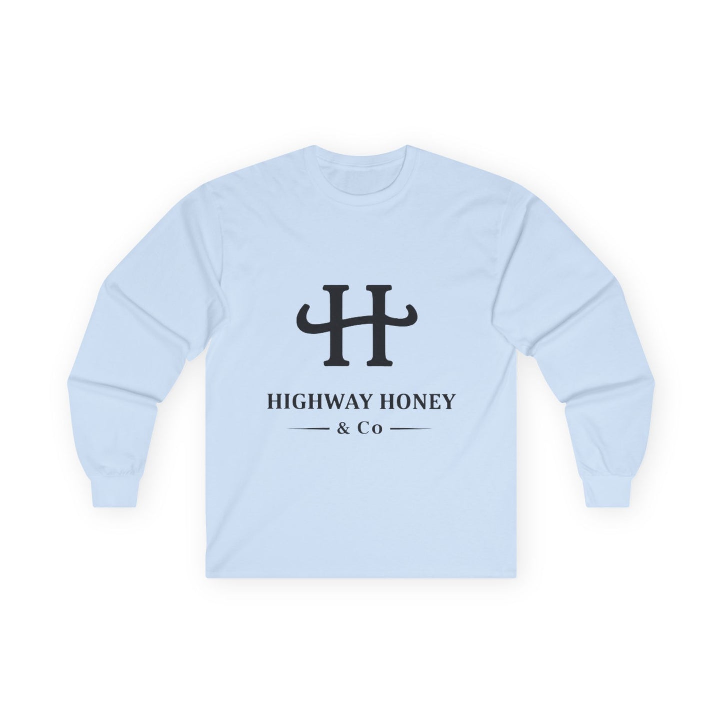 Highway Honey & Co. Logo Long Sleeve Tee — Minimalist White Cotton Shirt