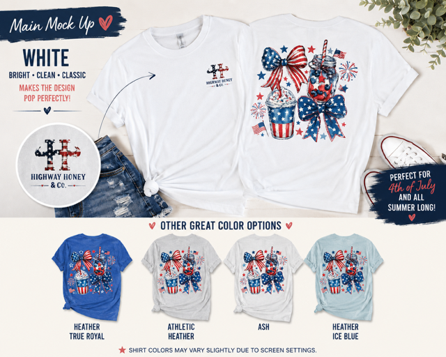 Patriotic Mason Jars Tee — USA Flag Bow Fourth of July T-Shirt