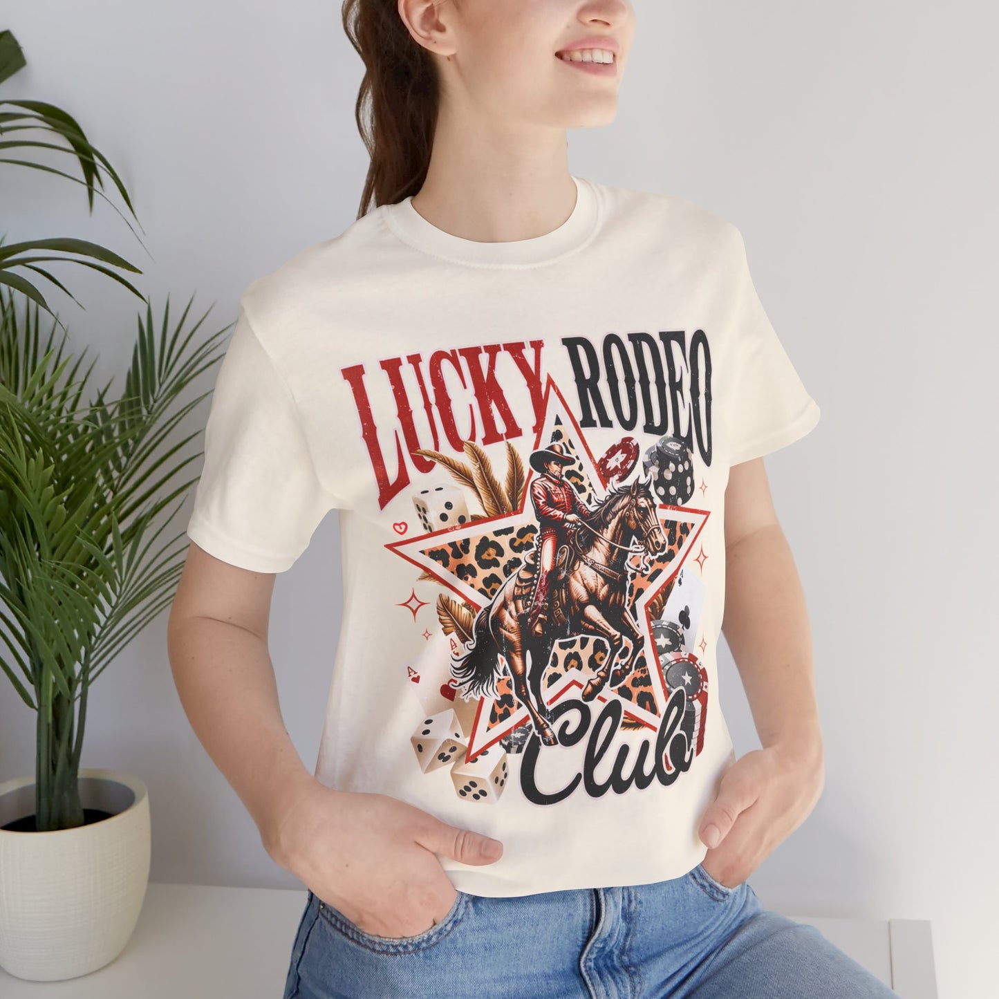 Lucky Rodeo Club Tee — Western Cowgirl Graphic T-Shirt
