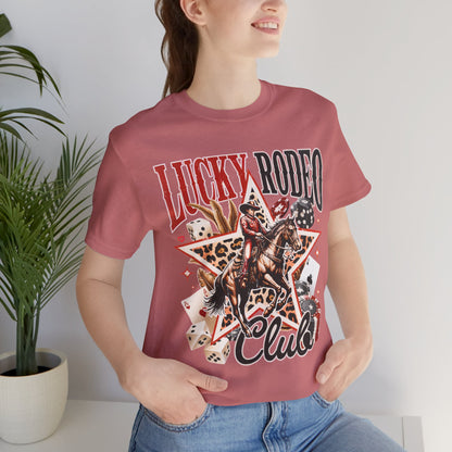 Lucky Rodeo Club Tee — Western Cowgirl Graphic T-Shirt
