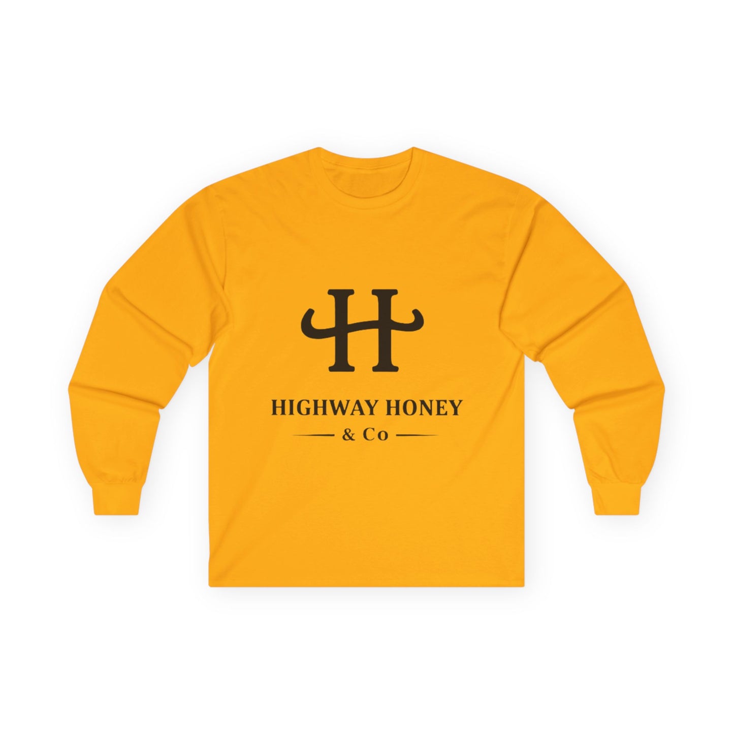 Highway Honey & Co. Logo Long Sleeve Tee — Minimalist White Cotton Shirt