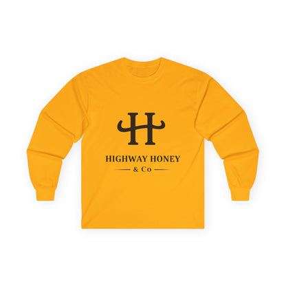 Highway Honey & Co. Logo Long Sleeve Tee — Minimalist White Cotton Shirt