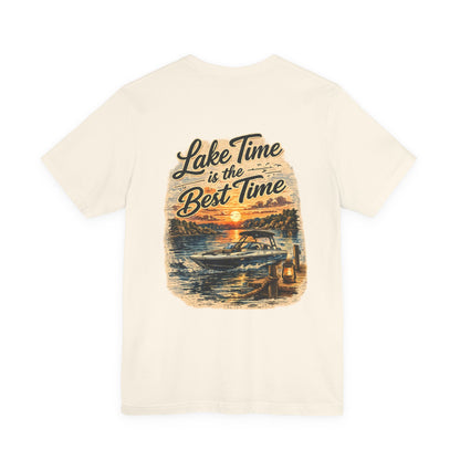 Lake Time Is the Best Time T-Shirt – Retro Sunset Boat Tee