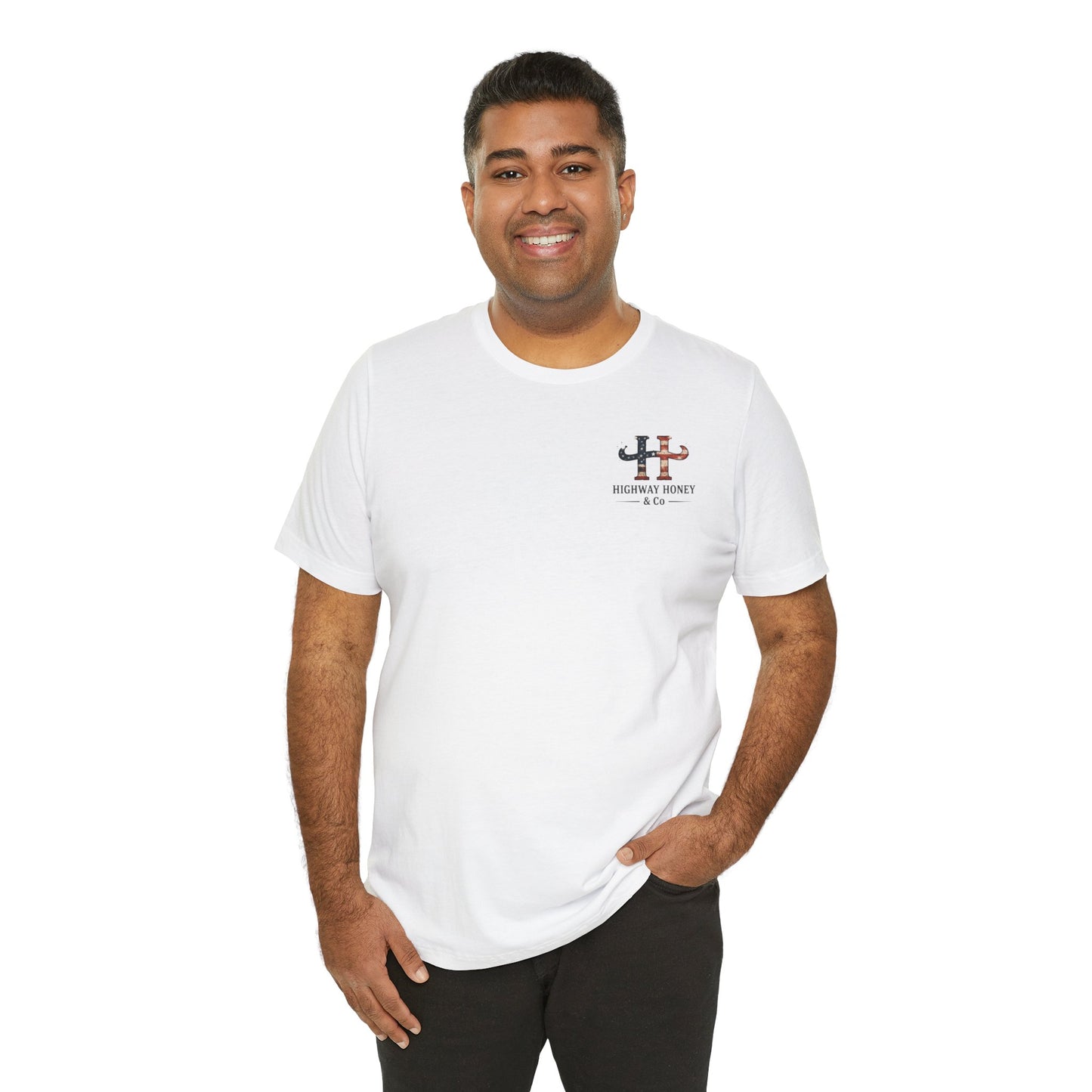 Patriotic Longhorn Tee — "Land of the Free Because of the Brave" Graphic T-Shirt