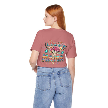 Country Mama T-Shirt — Floral Longhorn Skull Western Tee
