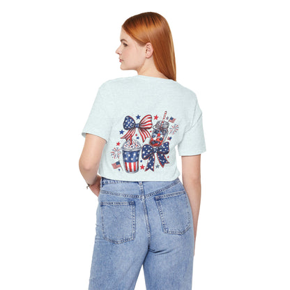 Patriotic Mason Jars Tee — USA Flag Bow Fourth of July T-Shirt