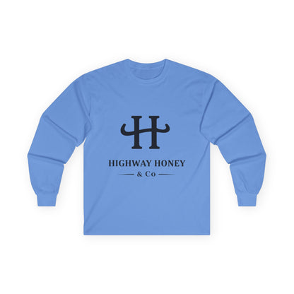 Highway Honey & Co. Logo Long Sleeve Tee — Minimalist White Cotton Shirt
