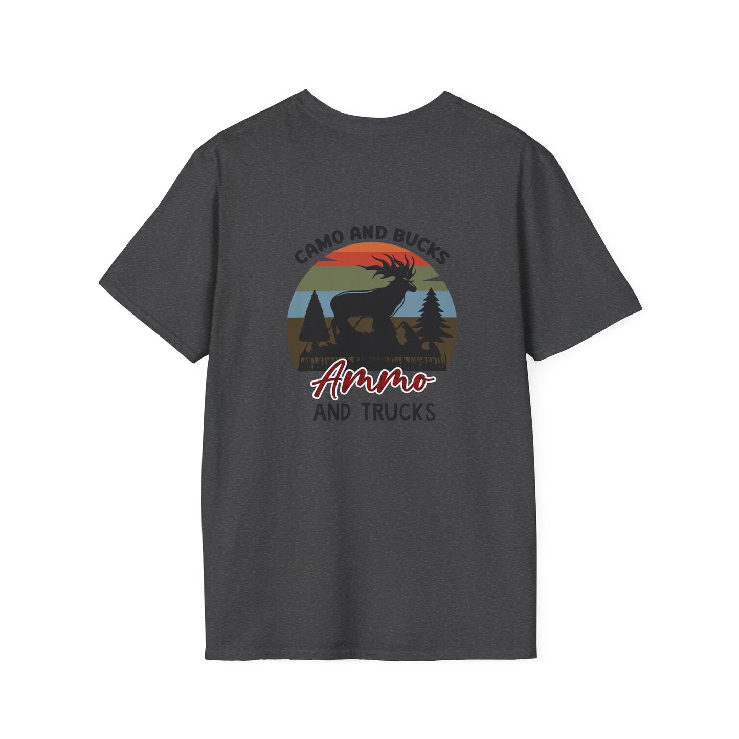 Ammo and Trucks Retro Hunting T-Shirt — Camo and Bucks Graphic Tee
