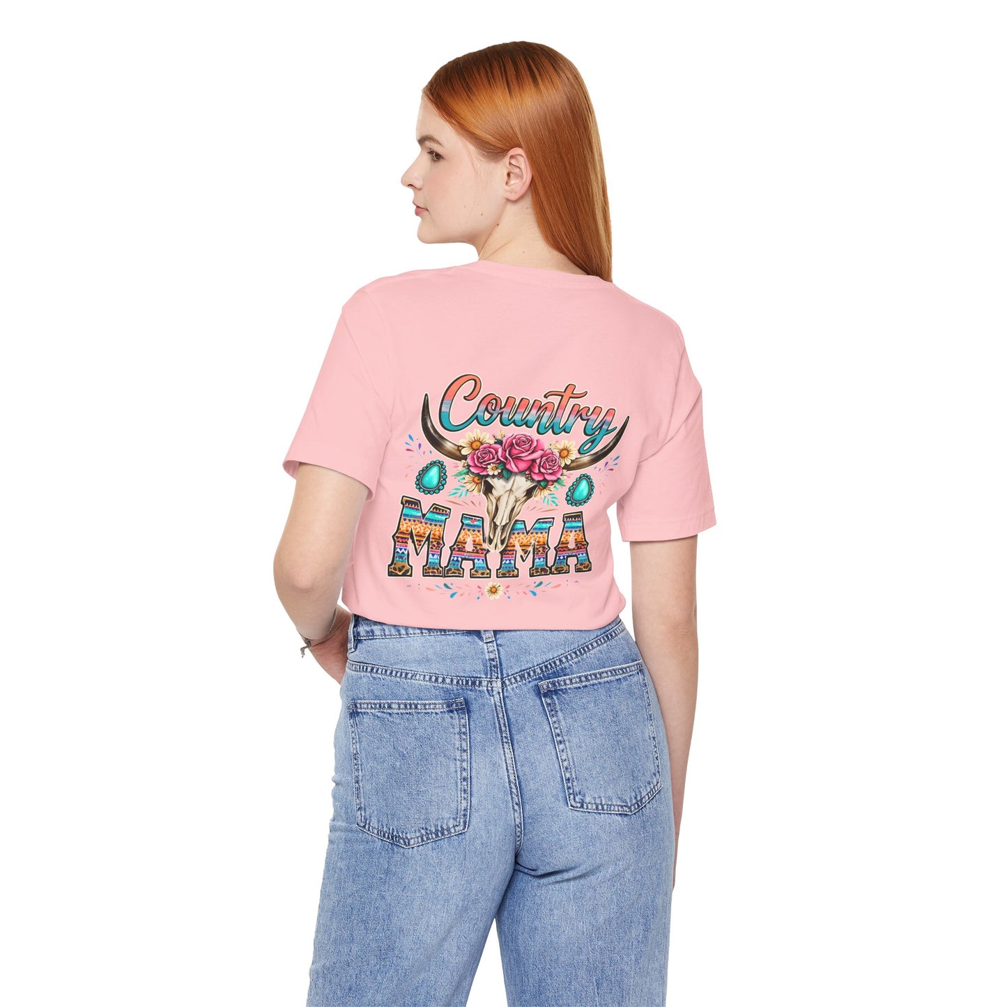 Country Mama T-Shirt — Floral Longhorn Skull Western Tee