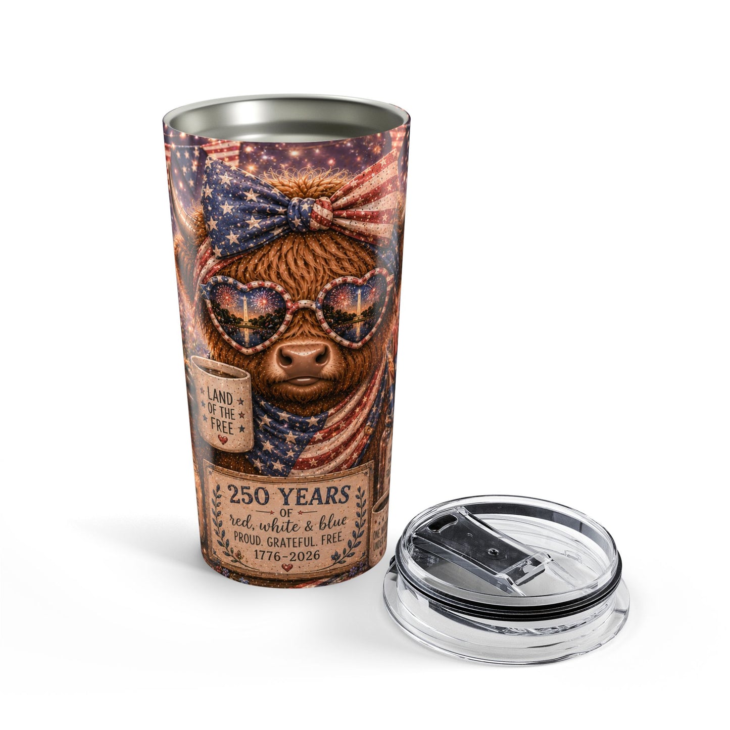 American Patriotic 20oz Tumbler — 250 Years Red White & Blue Celebration