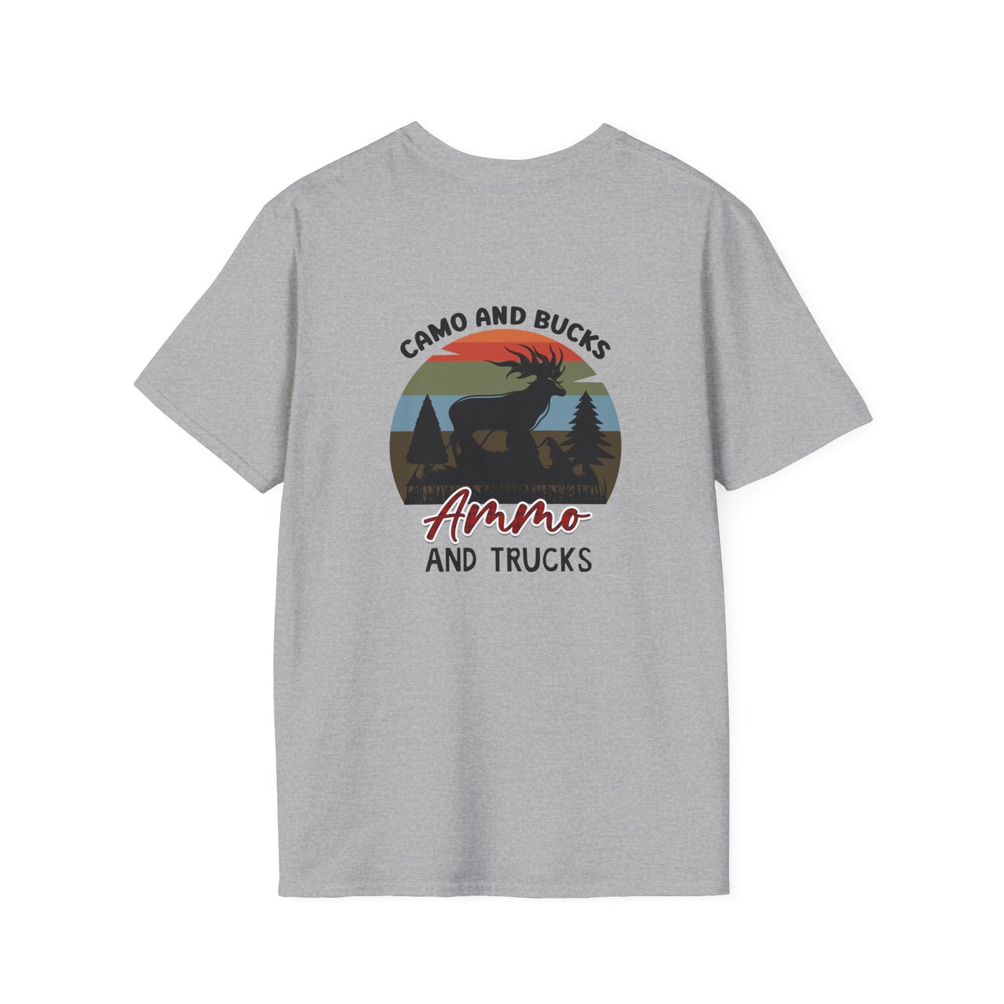Ammo and Trucks Retro Hunting T-Shirt — Camo and Bucks Graphic Tee