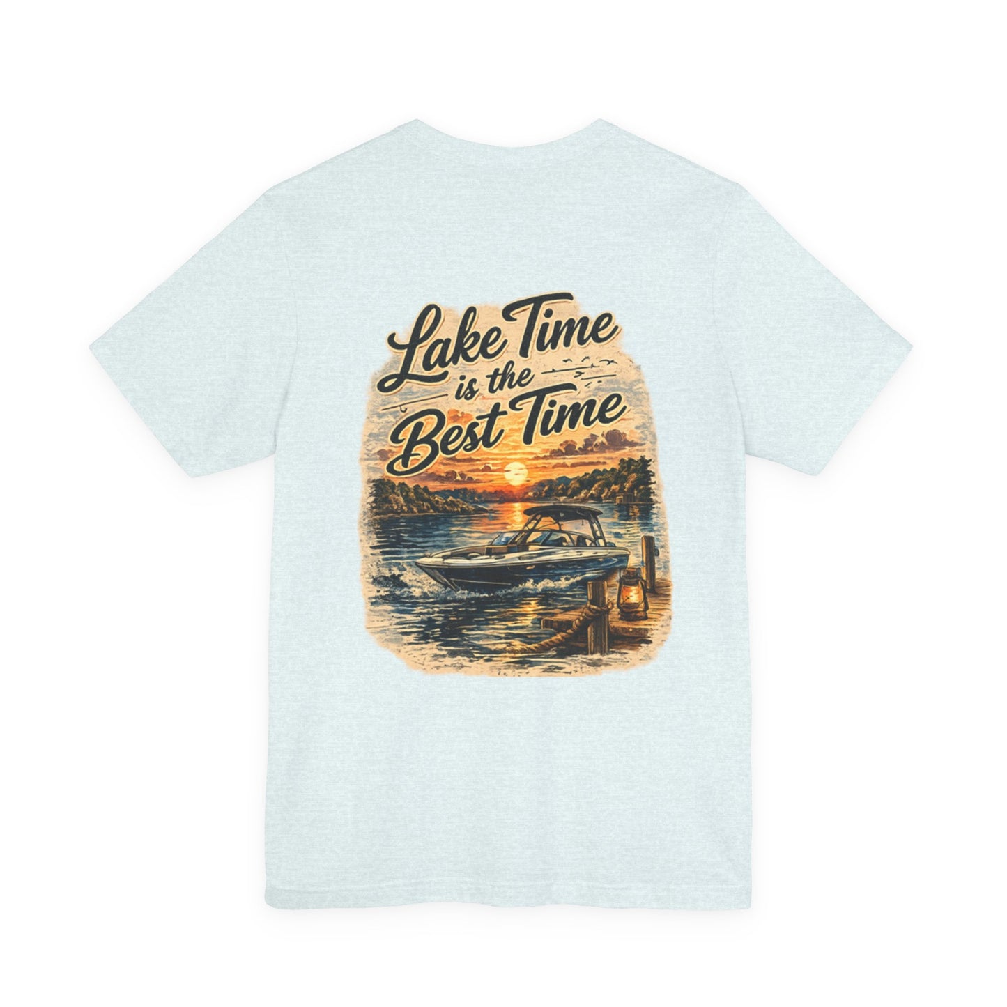 Lake Time Is the Best Time T-Shirt – Retro Sunset Boat Tee