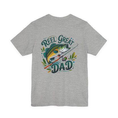 Reel Great Dad T-Shirt — Fishing Dad Tee with Fish & Rod Design