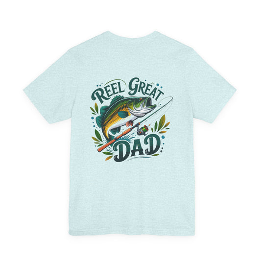 Reel Great Dad T-Shirt — Fishing Dad Tee with Fish & Rod Design