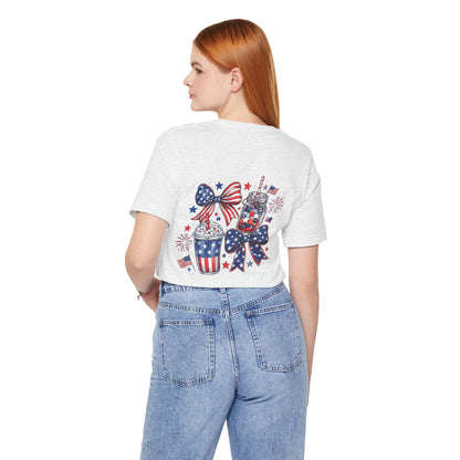 Patriotic Mason Jars Tee — USA Flag Bow Fourth of July T-Shirt