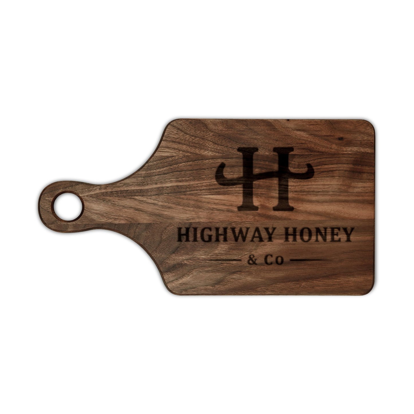 Engraved Hardwood Cutting Board — 'Highway Honey & Co.' Logo