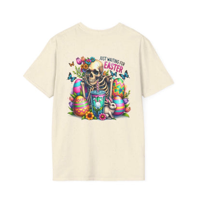 Easter Skull T-Shirt — "Just Waiting for Easter" Colorful Goth Holiday Tee