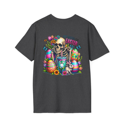 Easter Skull T-Shirt — "Just Waiting for Easter" Colorful Goth Holiday Tee
